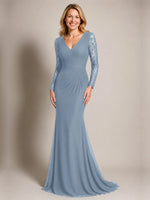 Mermaid Mother of the Bride Dress with Long Lace Sleeves 