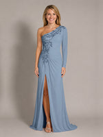 One-Shoulder Mother of the Bride Dress with Appliques