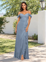 Sweetheart Neckline Bridesmaid Dress with Ruffled Details