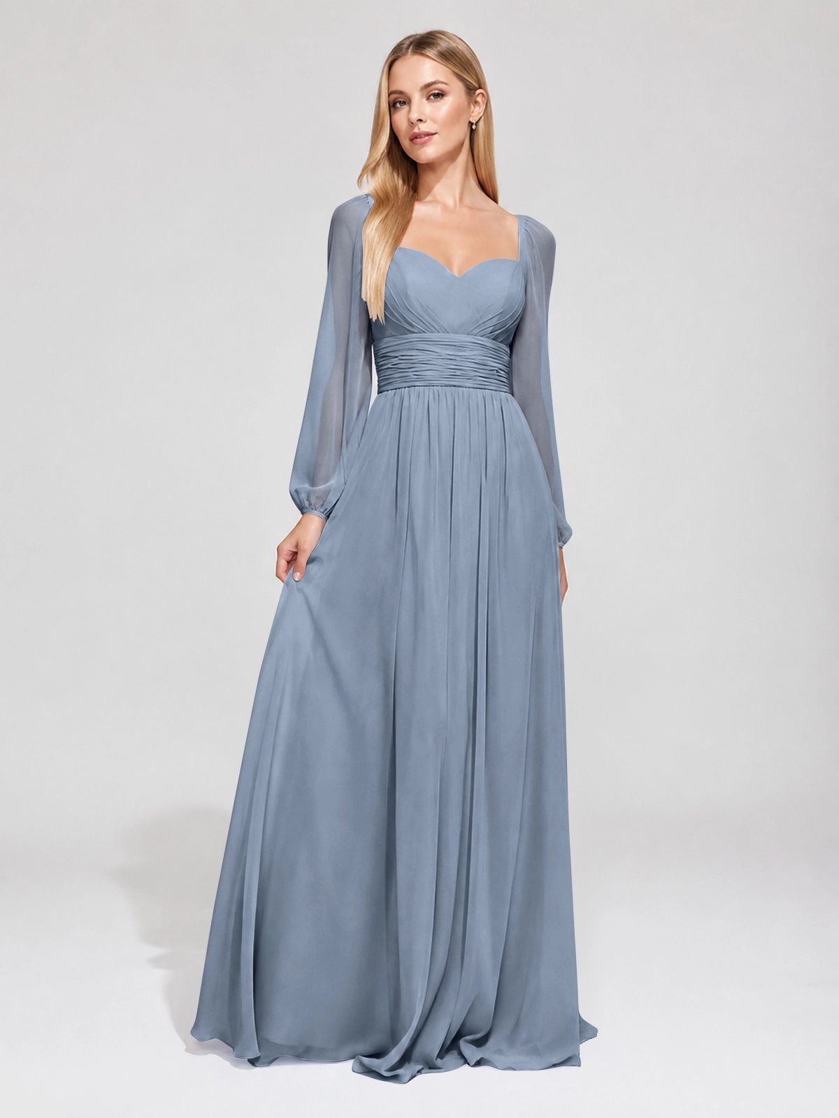 Elegant A-line Bridesmaid Dress with Long Sleeves