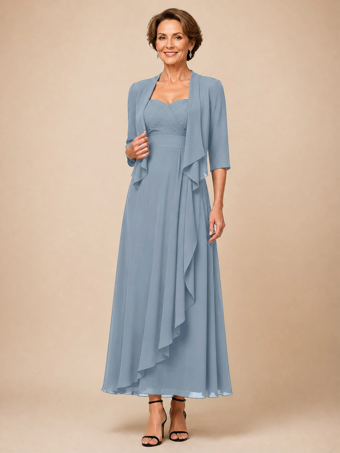 Two-piece Mother of the Bride Dress with Ruffle Design 