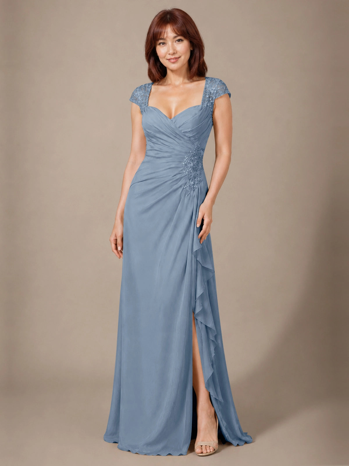 Chiffon Mother of the Bride Dress with Lace Appliques 