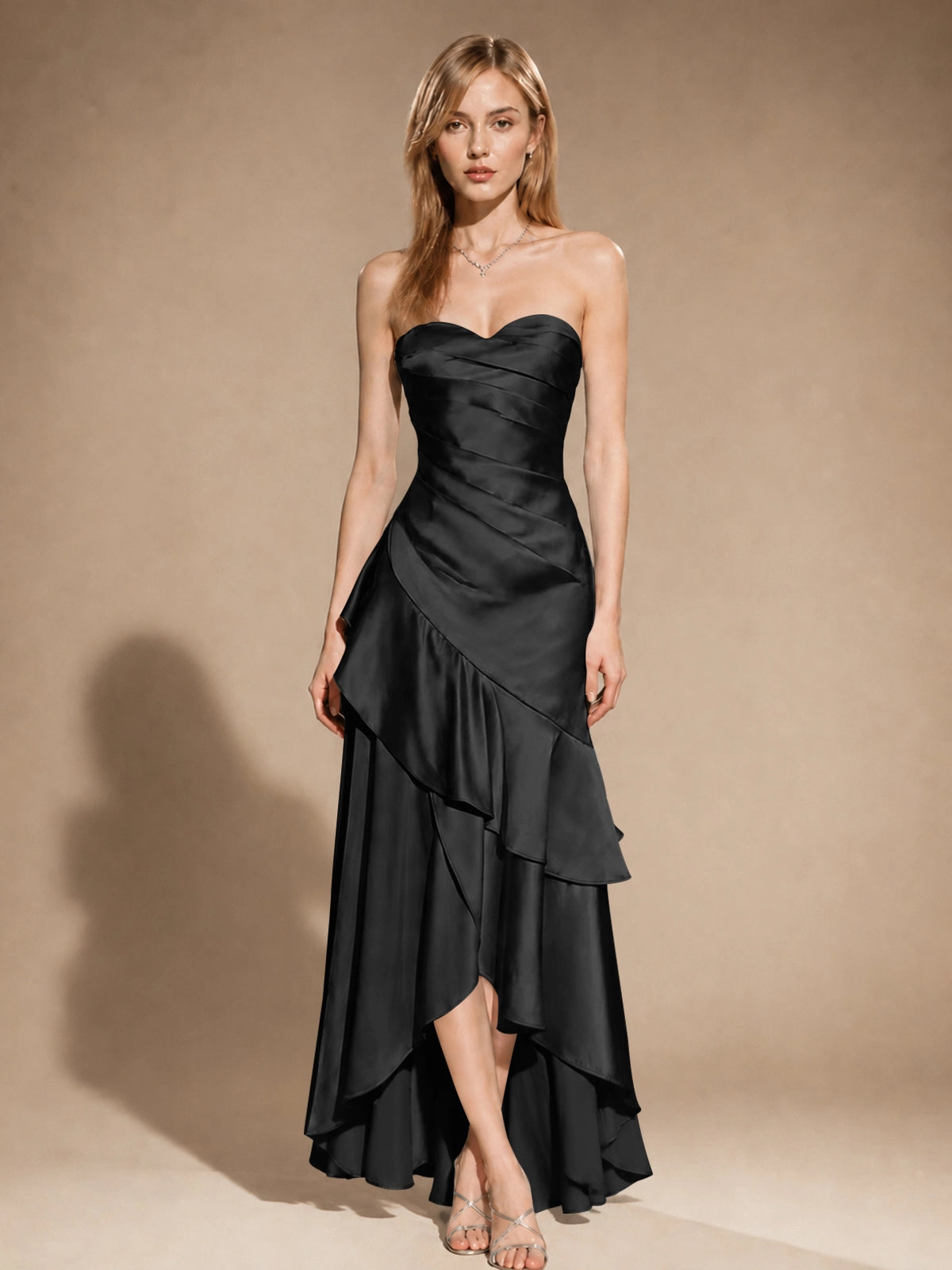 Strapless Prom Dress with Tiered Ruffles 