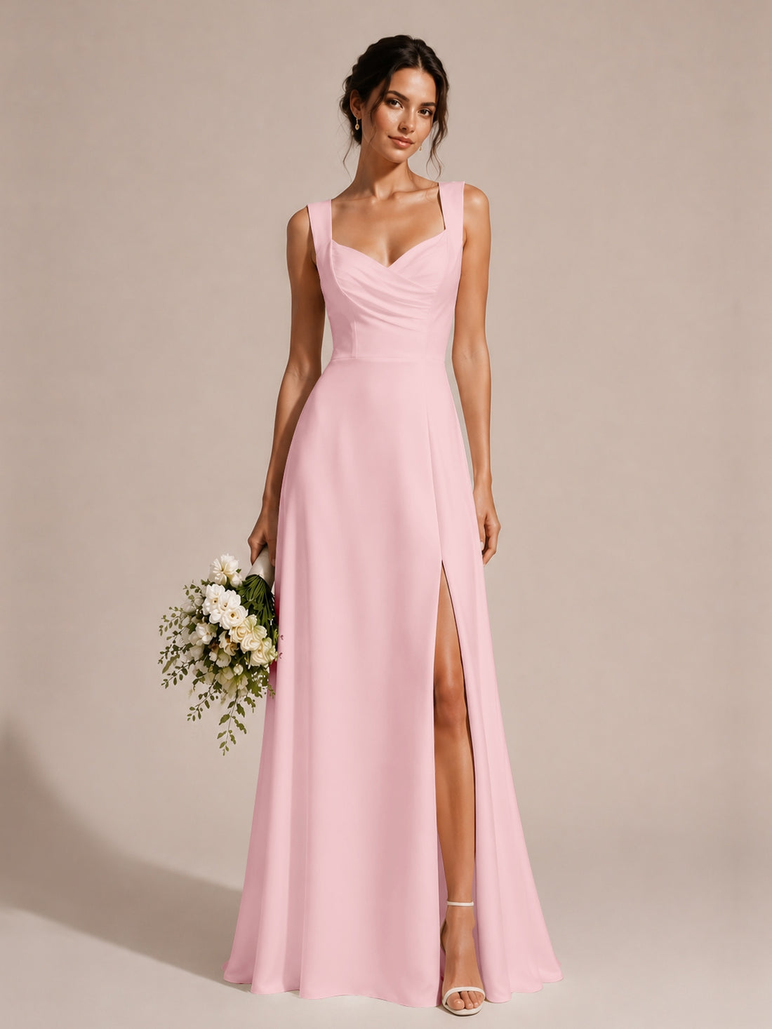 Sweetheart Neckline Bridesmaid Dress with Wide Straps