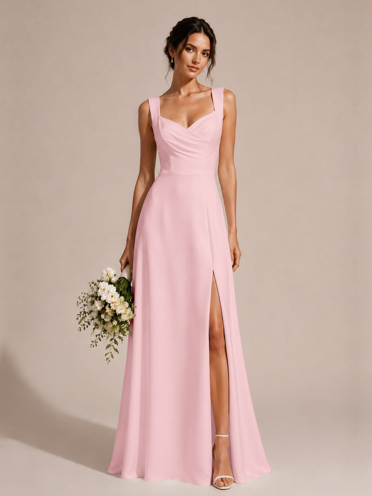 Sweetheart Neckline Bridesmaid Dress with Wide Straps