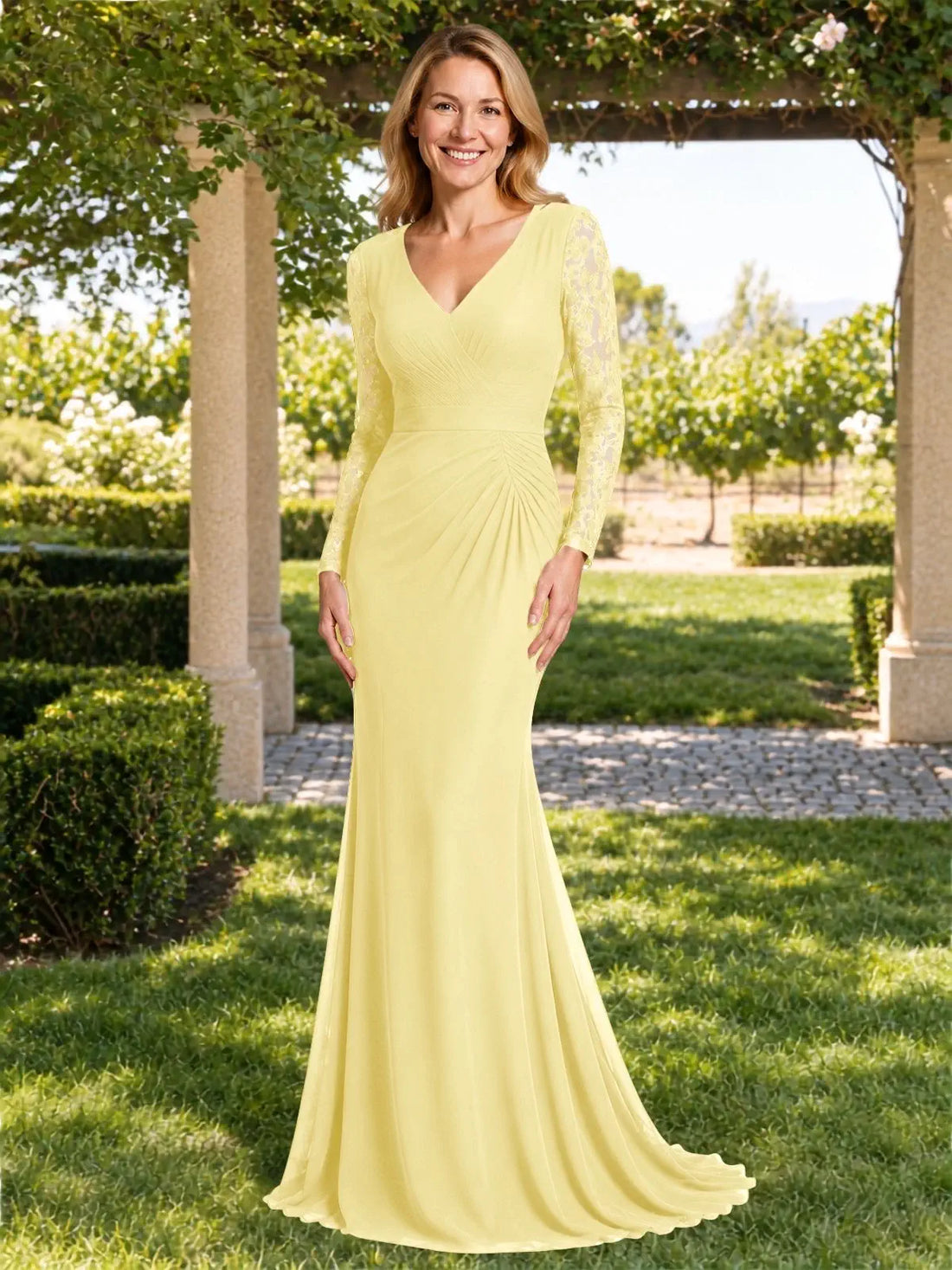 Mermaid Mother of the Bride Dress with Long Lace Sleeves 
