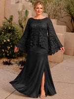 Two-piece Mother of the Bride Dress with Lace Top-Plus Size 
