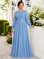 Chiffon Mother of the Bride Dress with Jewel Neckline-Plus Size 