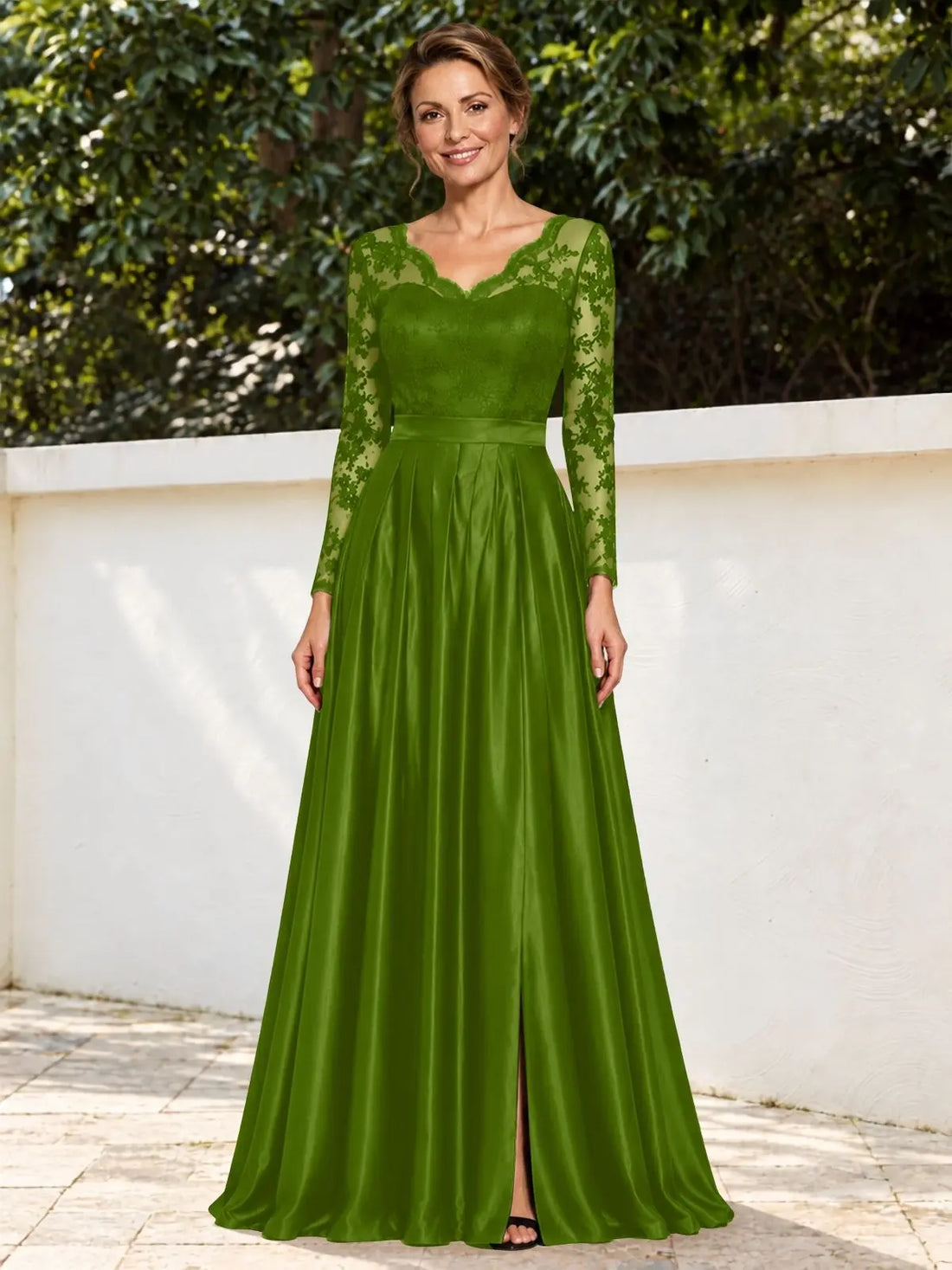 Satin Mother of the Bride Dress with Appliques