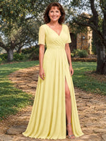 Surplice Neckline Mother of the Bride Dress with Slit 