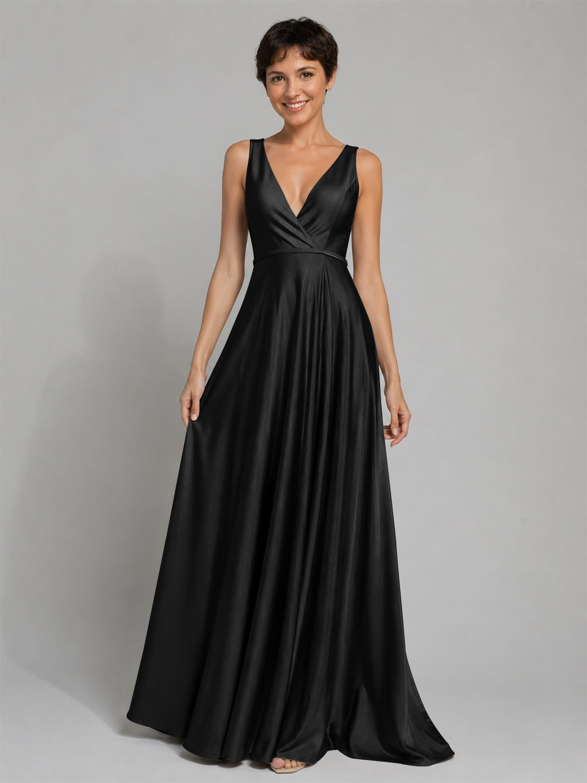 A-line Bridesmaid Dress with Cross-Over Bodice