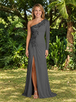 One-Shoulder Mother of the Bride Dress with Appliques