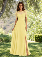 Lace Mother of the Bride Dress with Illusion Neckline 