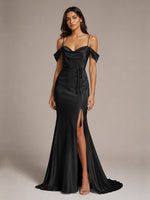Mermaid Bridesmaid Dress with Tie Waist Sash