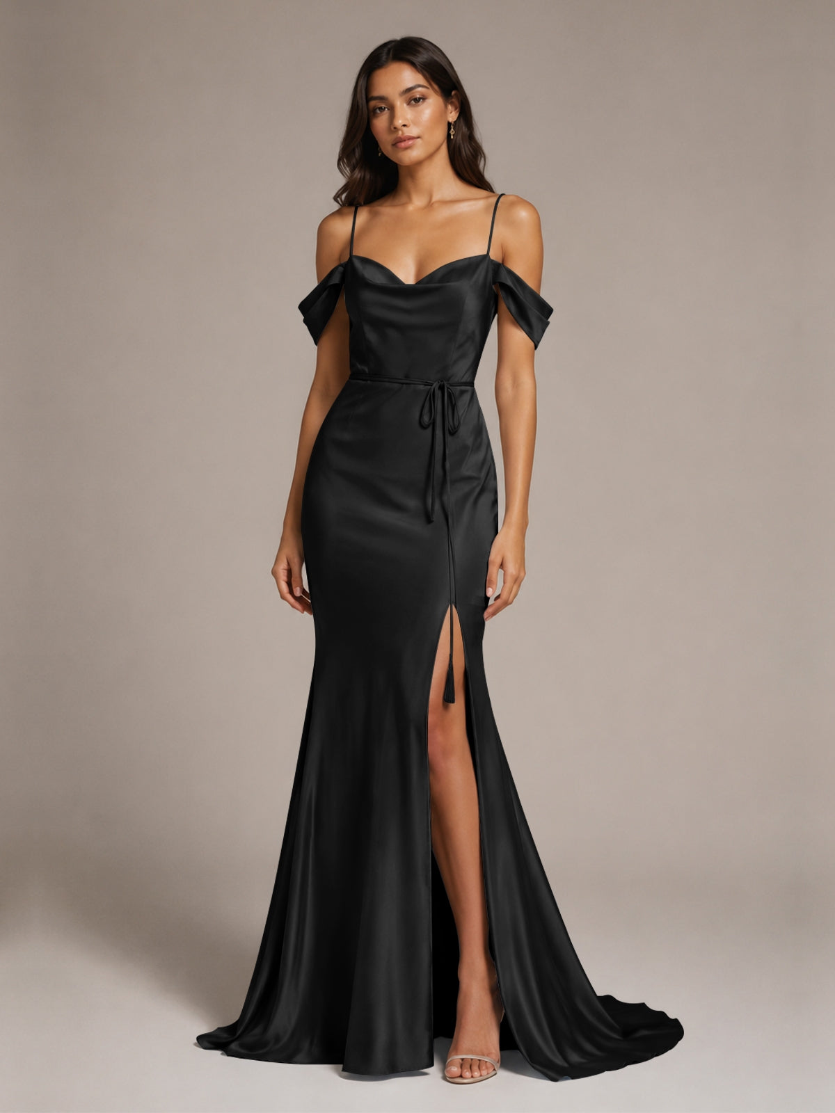 Mermaid Bridesmaid Dress with Tie Waist Sash