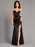 Silk-like Prom Dress with High Slit 