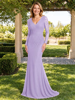 Mermaid Mother of the Bride Dress with Long Lace Sleeves 