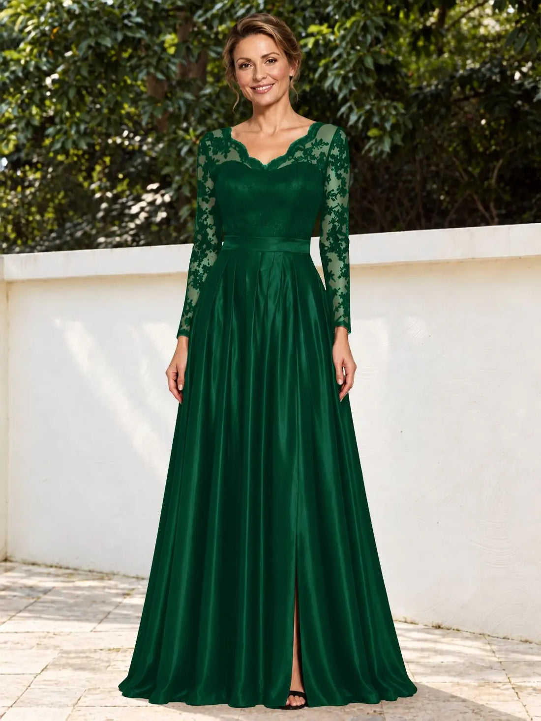 Satin Mother of the Bride Dress with Appliques