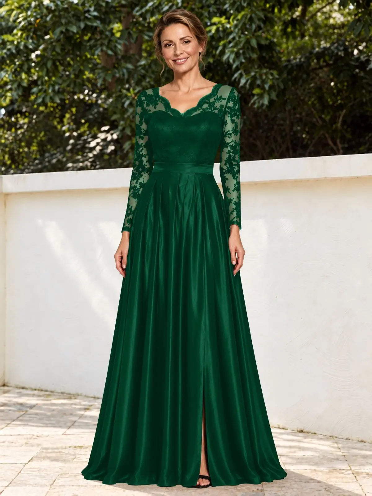 Satin Mother of the Bride Dress with Appliques