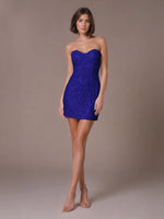Velvet Sequin Homecoming Dress with Sweetheart Neckline 