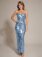 Sequined Tulle Prom Dress with Back Slit 