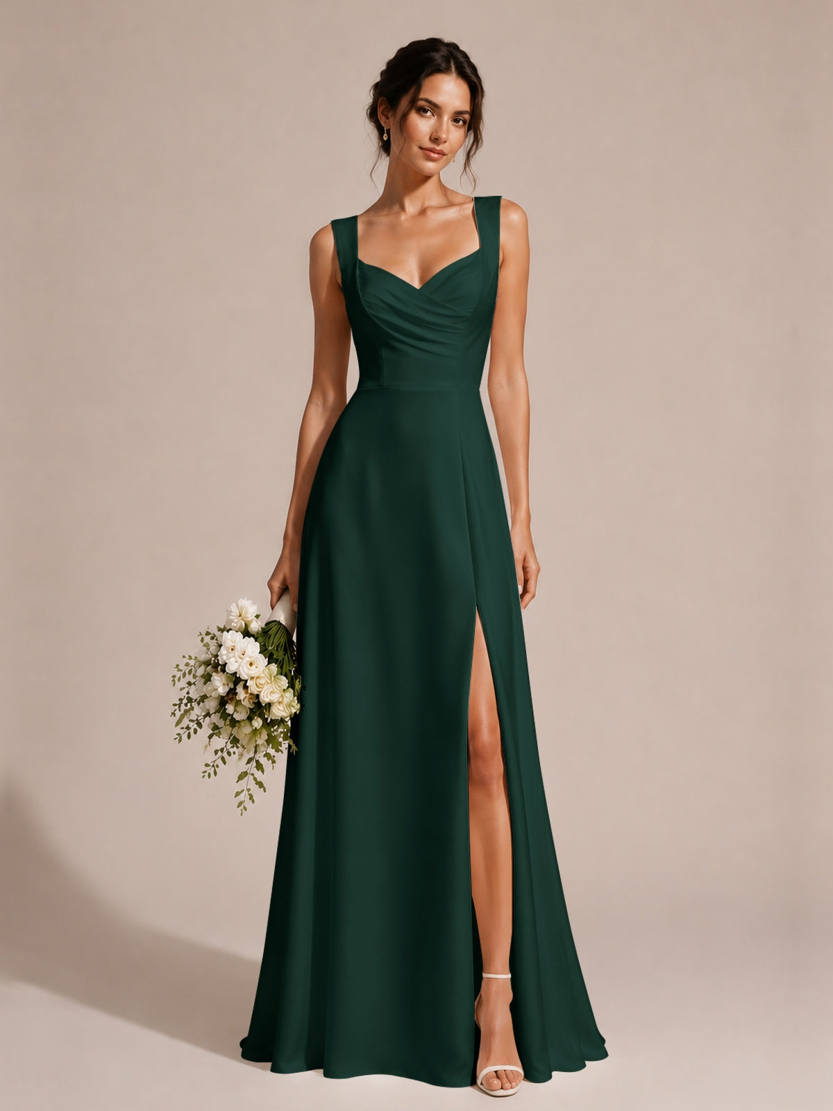 Sweetheart Neckline Bridesmaid Dress with Wide Straps