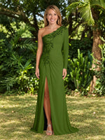 One-Shoulder Mother of the Bride Dress with Appliques