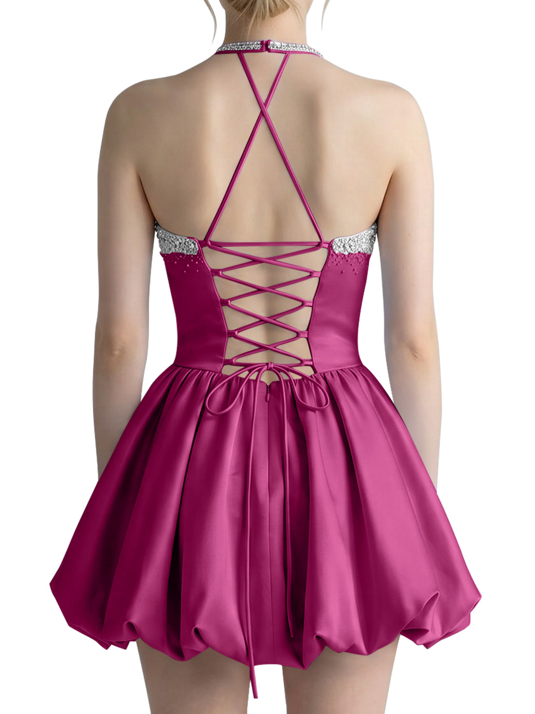 Beading Bubble Hem Mini Dress 