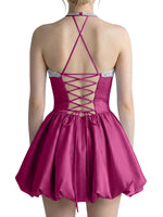 Beading Bubble Hem Mini Dress 