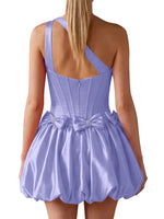 One-Shoulder Bow Mini Dress 