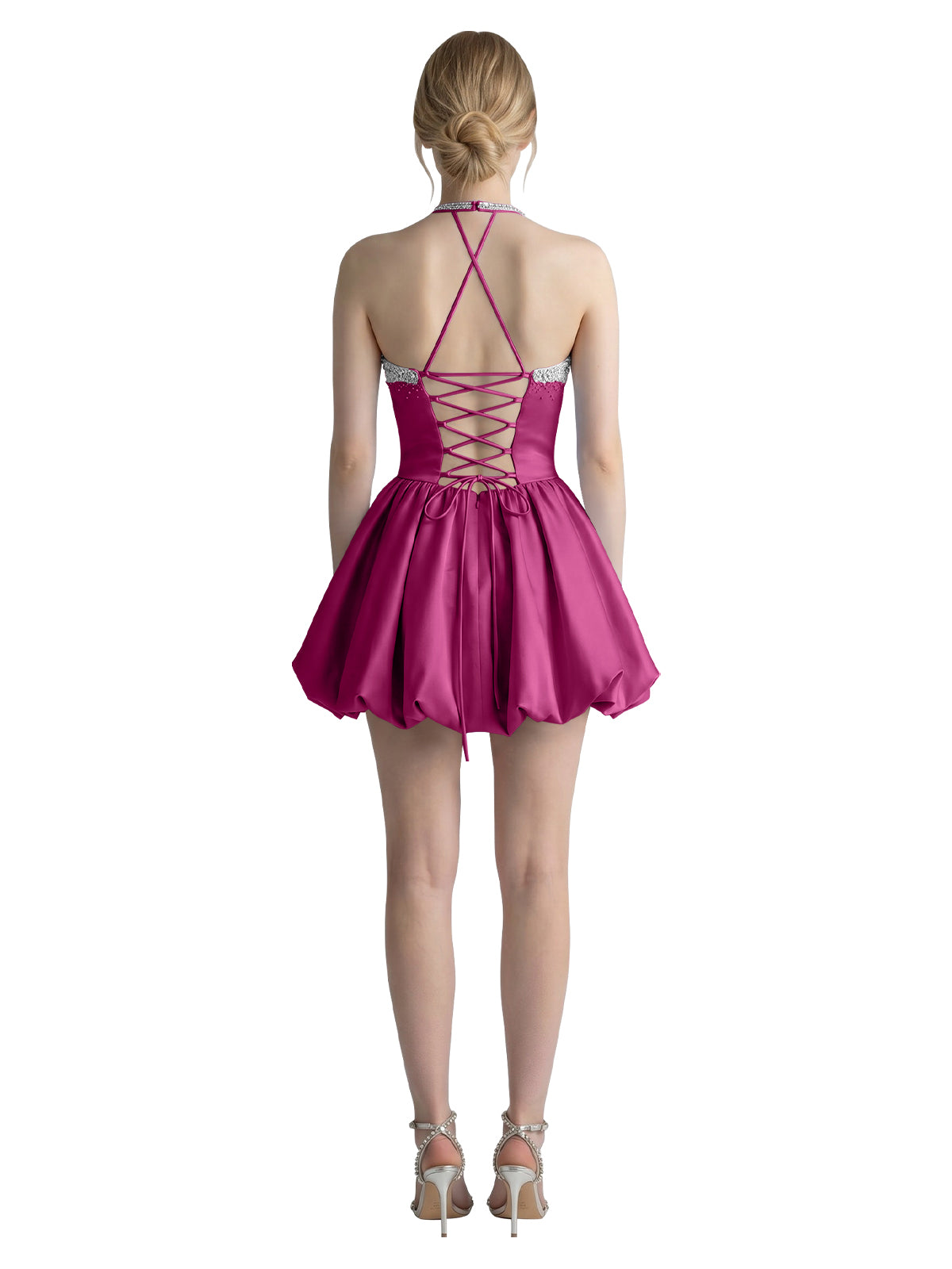 Beading Bubble Hem Mini Dress 