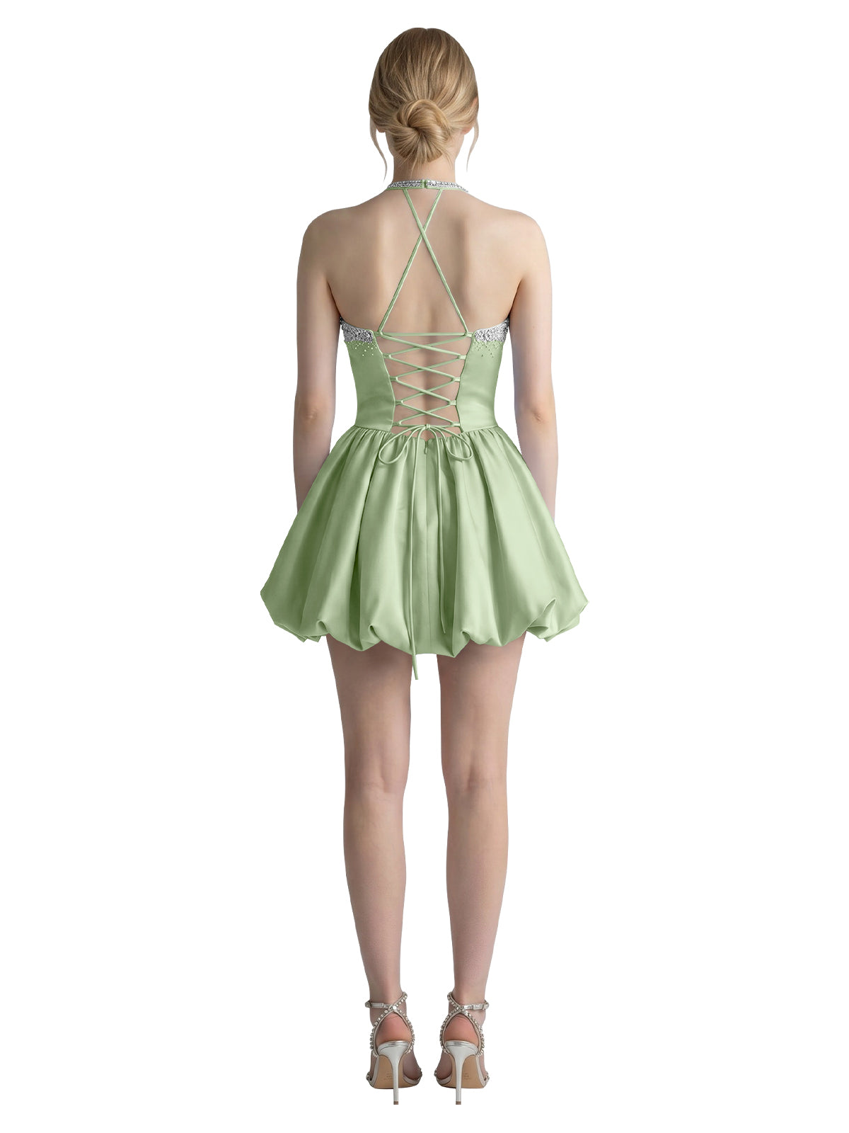 Beading Bubble Hem Mini Dress 