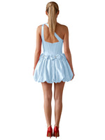 One-Shoulder Bow Mini Dress 