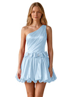 One-Shoulder Bow Mini Dress 