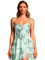 Floral Pattern High-low Dress 