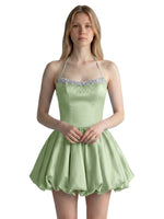 Beading Bubble Hem Mini Dress 