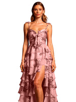 Floral Pattern High-low Dress 