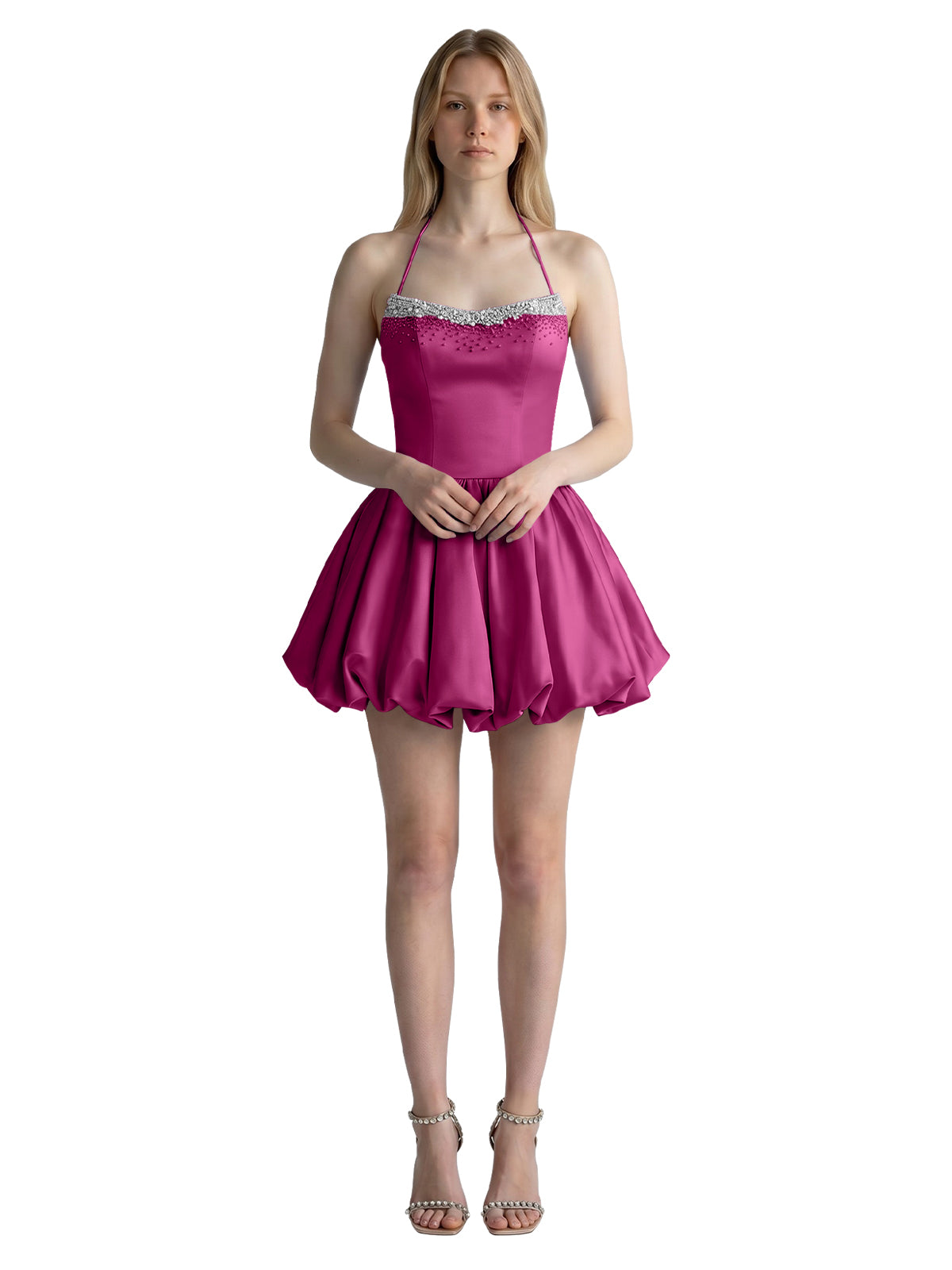 Beading Bubble Hem Mini Dress 