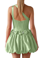 One-Shoulder Bow Mini Dress 