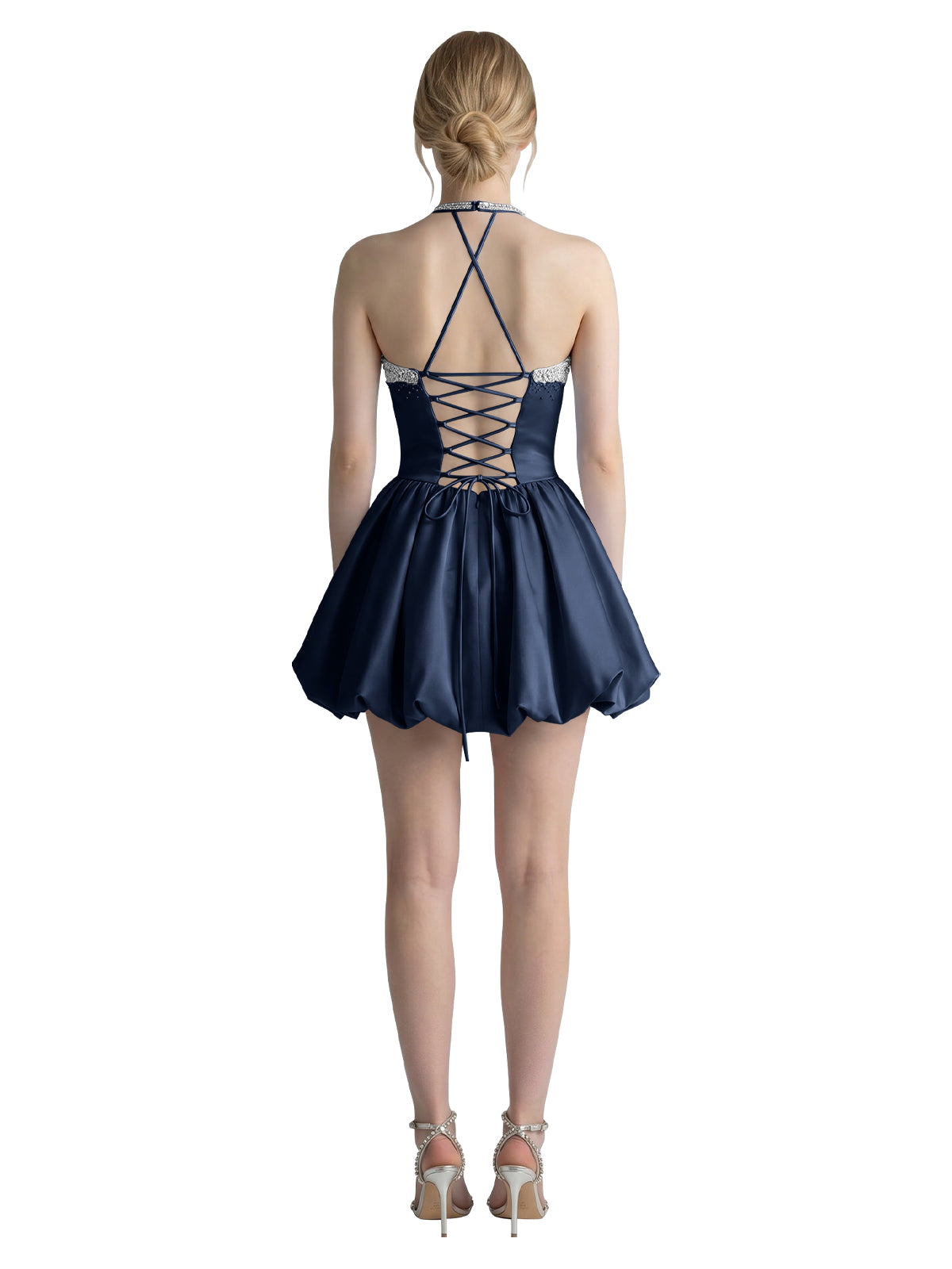 Beading Bubble Hem Mini Dress 