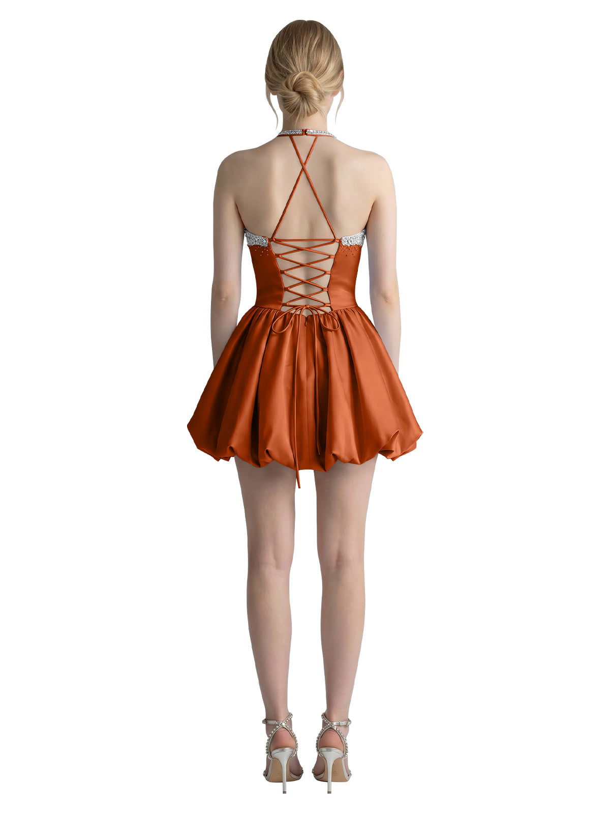 Beading Bubble Hem Mini Dress 