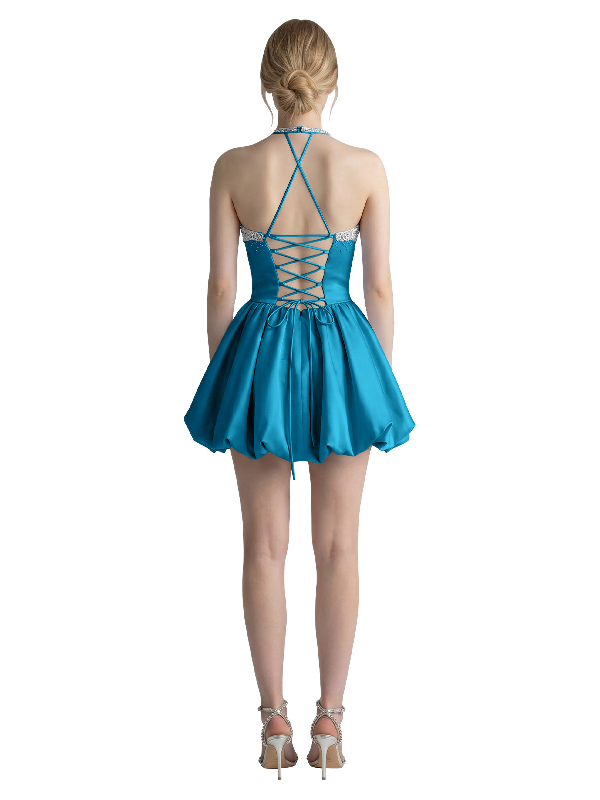 Beading Bubble Hem Mini Dress 