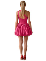 One-Shoulder Bow Mini Dress 