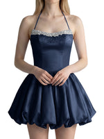 Beading Bubble Hem Mini Dress 