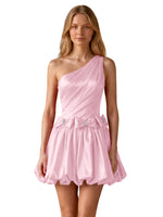 One-Shoulder Bow Mini Dress 