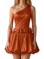 One-Shoulder Bow Mini Dress 
