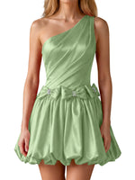 One-Shoulder Bow Mini Dress 
