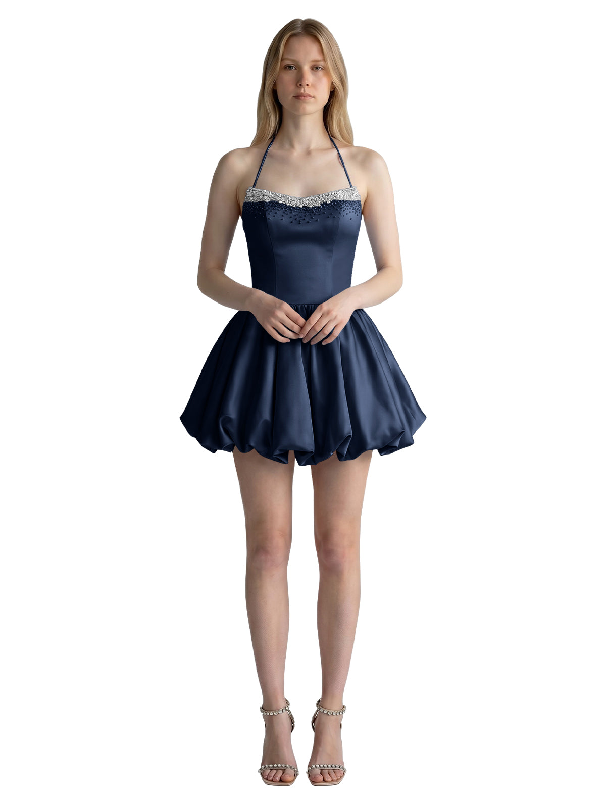 Beading Bubble Hem Mini Dress 