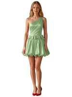 One-Shoulder Bow Mini Dress 