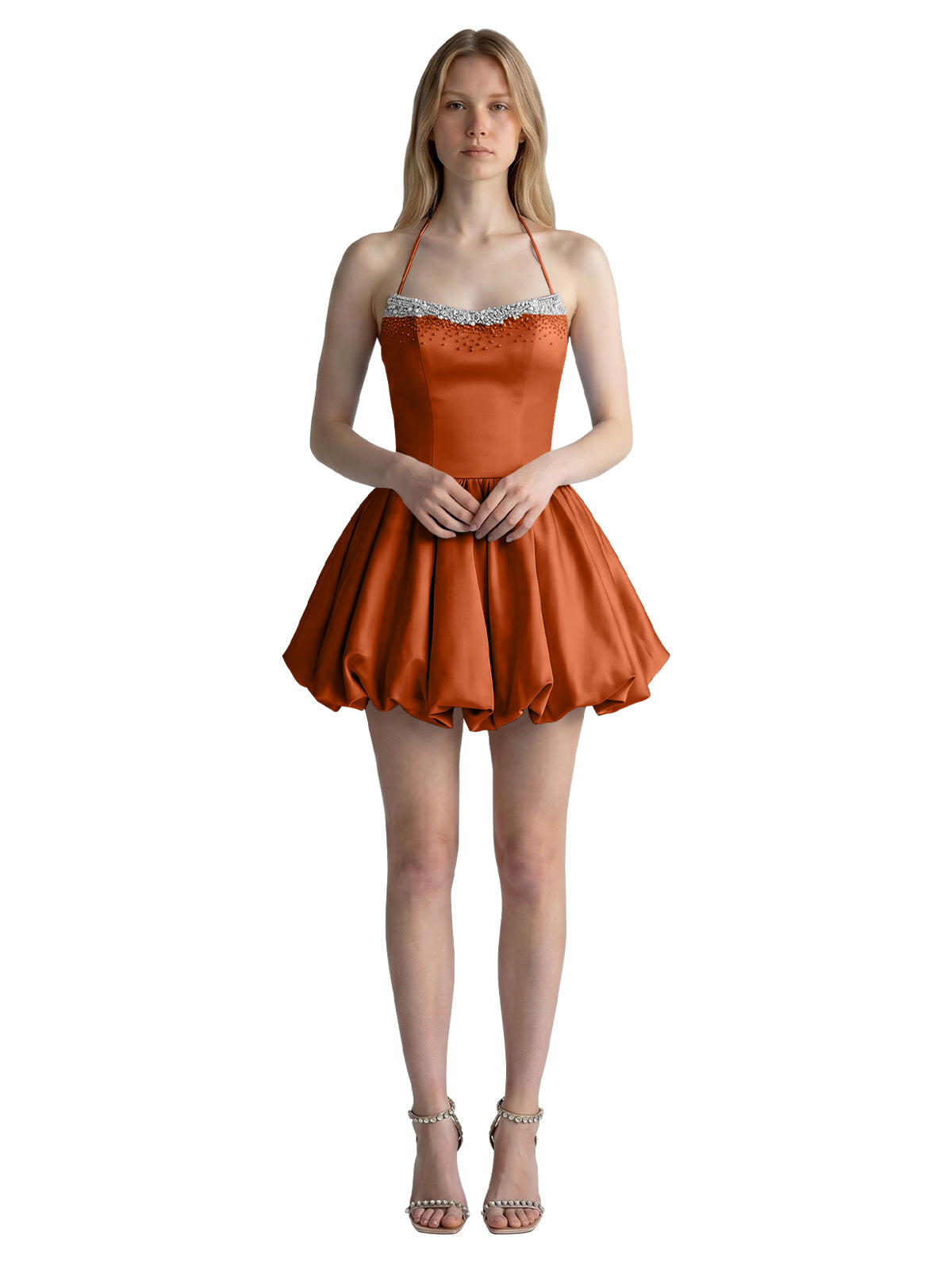 Beading Bubble Hem Mini Dress 